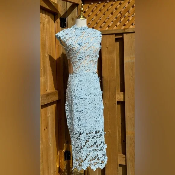🆕 BRONX & BANCO 🧿 NWOT Lidia Lace Midi Dress - Pastel Blue - Size UK 10 / US 6 - Picture 5 of 16
